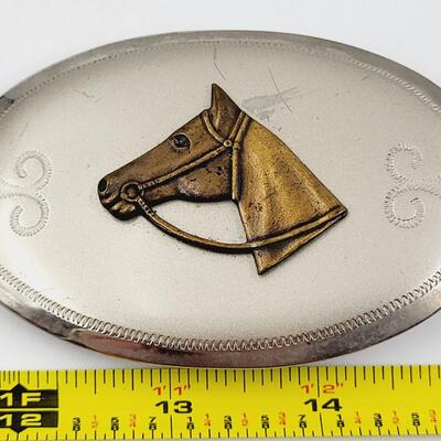 NICKLE HORSE COLLECTABLE BELT BUCKLE