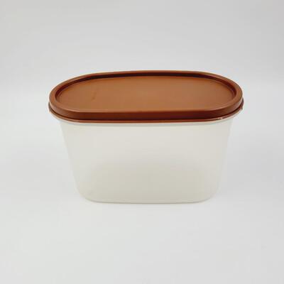 BROWN LIDDED TUPPERWARE CONTAINER
