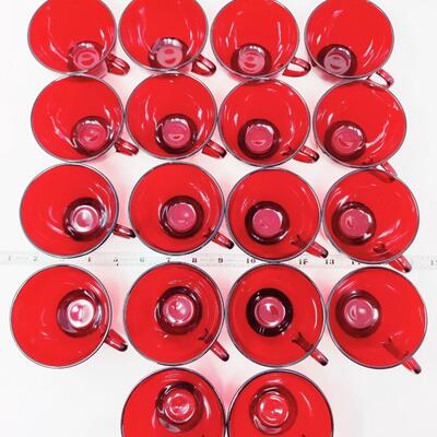 AMAZING VINTAGE ANCHOR HOCKING RUBY RED TEA CUPS 18 PCS