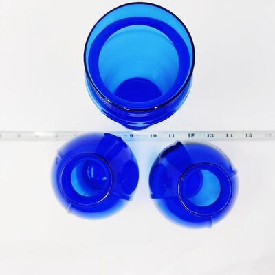UNIQUE VINTAGE COBALT BLUE VASES LOT