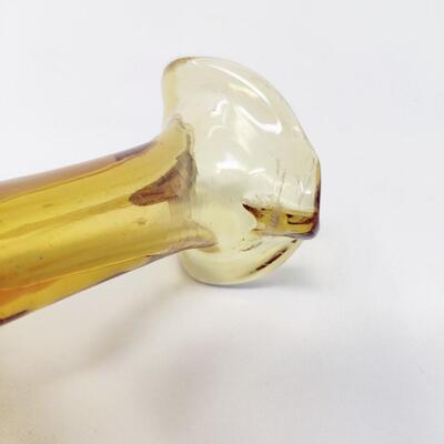VINTAGE AMBER CRACKLE GLASS PETITE PITCHER VASES