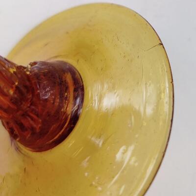 PRETTY VINTAGE AMBER FOOTED VASE