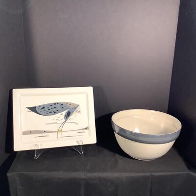 Lot 3043.  Fishs Eddy Tray by Charles Harper / Todd Oldham & Stoneware Mixing Bowl