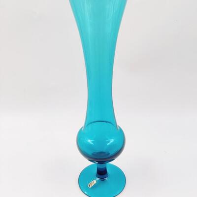 VINTAGE BLUE COLONY GLASS VASE MADE IN ITALY