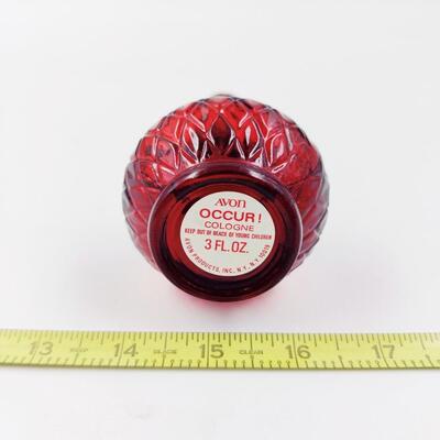 VINTAGE RED AVON CANDLE BOTTLE W/ OCCUR COLOGNE