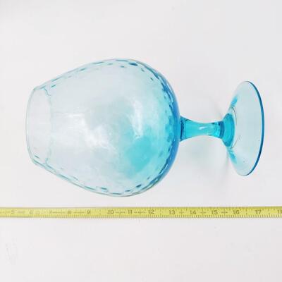 FANTASTIC BLUE MISS CENTURY LARGE DIMPLE GLASS GOBLET
