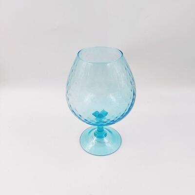 FANTASTIC BLUE MISS CENTURY LARGE DIMPLE GLASS GOBLET