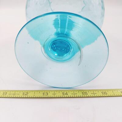 FANTASTIC BLUE MISS CENTURY LARGE DIMPLE GLASS GOBLET