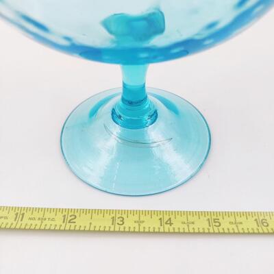FANTASTIC BLUE MISS CENTURY LARGE DIMPLE GLASS GOBLET