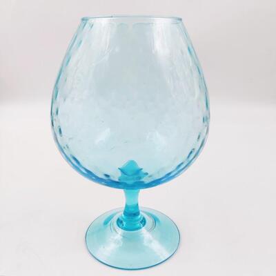 FANTASTIC BLUE MISS CENTURY LARGE DIMPLE GLASS GOBLET
