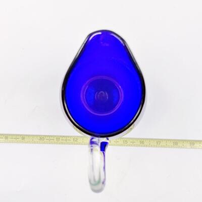 MAGNIFICENT VINTAGE DEEP COBALT BLUE GLASS PITCHER