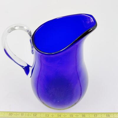 MAGNIFICENT VINTAGE DEEP COBALT BLUE GLASS PITCHER