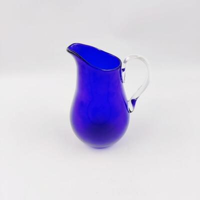 MAGNIFICENT VINTAGE DEEP COBALT BLUE GLASS PITCHER