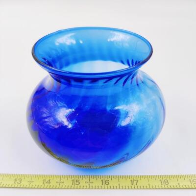 VINTAGE INDIANA GLASS "ILLUSIONS" COBALT VASE