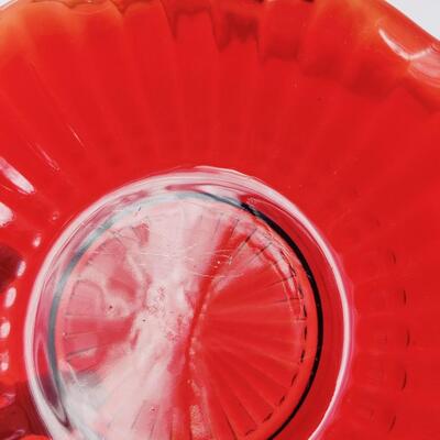 PAIR OF RUBY RED MID CENTURY SERVING BOWLS