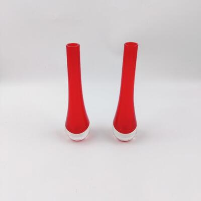 FABULOUS MID CENTURY RED TEAR DROP VASE PAIR