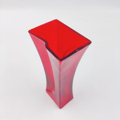 BOLD STATEMENT VINTAGE RED BLOCK STYLE VASE