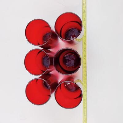VINTAGE ANCHOR HOCKING ROYAL RUBY RED GLASS TUMBLERS 6PCS