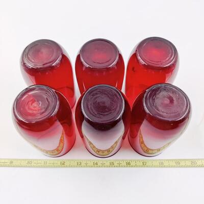VINTAGE ANCHOR HOCKING ROYAL RUBY RED GLASS TUMBLERS 6PCS