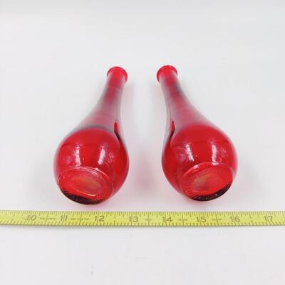 PRETTY PAIR OF RED VASES