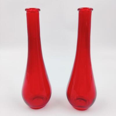 PRETTY PAIR OF RED VASES