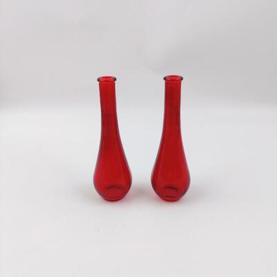 PRETTY PAIR OF RED VASES