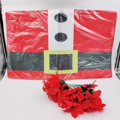 CHRISTMAS FLOWERS AND FLOOR MAT BUNDLE