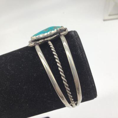 Vintage Chunky Turquoise And Silver Bracelet
