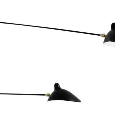 Lot 3080. Serge Mouille Black Two-Arm Rotating Sconce ( Certificate of Authenticity included )