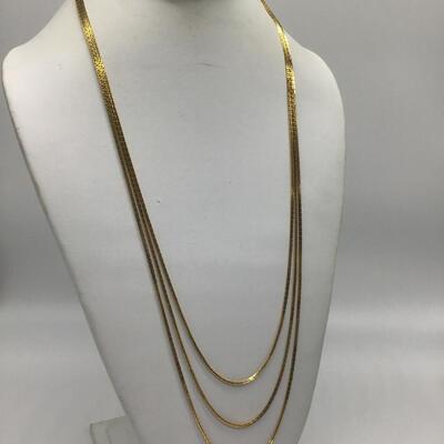 3Strand Gold Tone Fashion Necklace