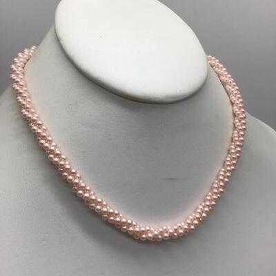 Vintage Baby  Pink Faux Sea pearls Choker Style. Pat Pending