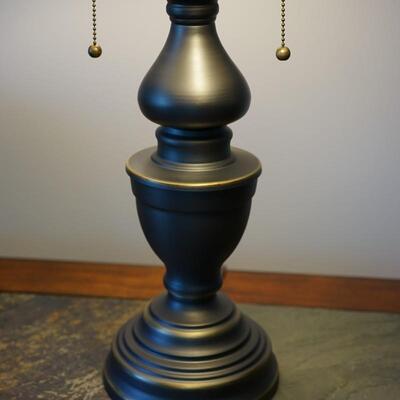 BRONZE FINISH TABLE LAMP W/ NICE SHADE