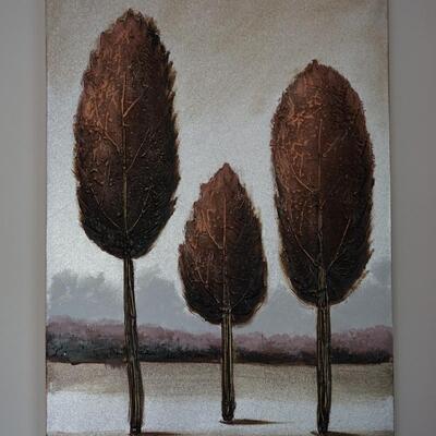 DIMENSIONAL ABSTRACT OF TREES ON CANVAS DRY MOUNTED