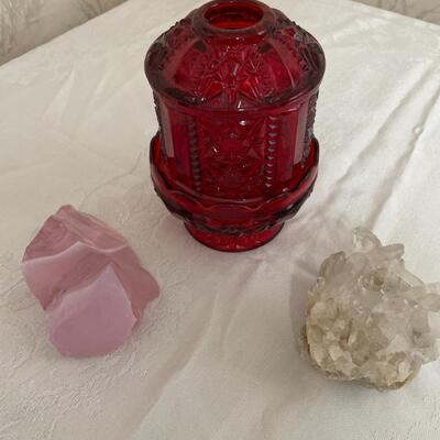 Crystal & red candle holder