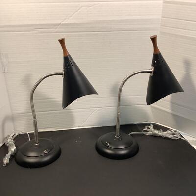 3089 Pair of Matte Black Metal Gooseneck Adjustable Desk Lamp