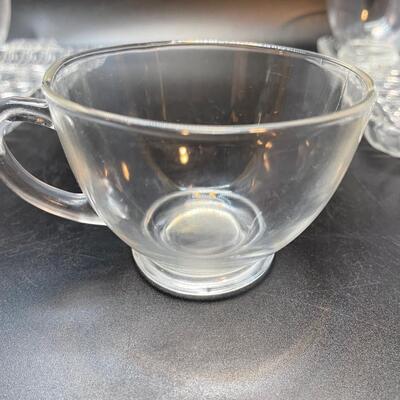 Vintage Anchor Hocking -  2 Serving Trays and 4 Cups