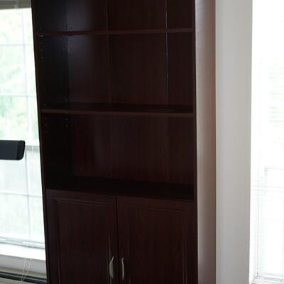 THREE SHELF UNIT WITH CABINET BELOW WITH BRUSHED CHROME HANDLES