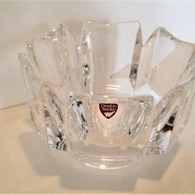 Lot #112 ORREFORS Swedish Crystal Bowl and Sterling Silver base Compote