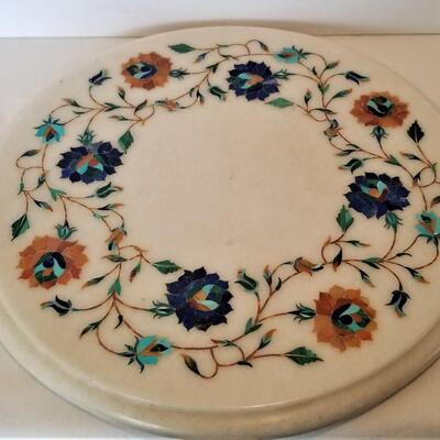 Lot #116  Beautiful Inlaid Pietra Dura style Marble Plateau