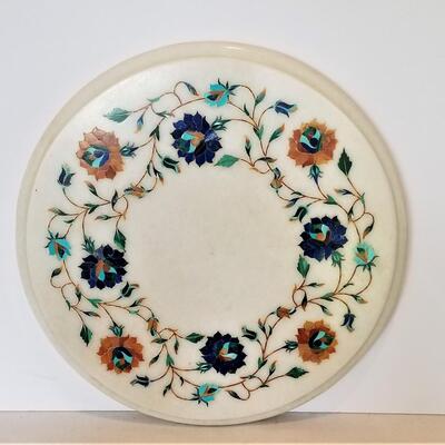 Lot #116  Beautiful Inlaid Pietra Dura style Marble Plateau