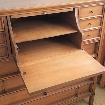 Lot #143  Fantastic Mid-Century Modern Tamerlane (Thomasville) Chest with built in mirror/desk