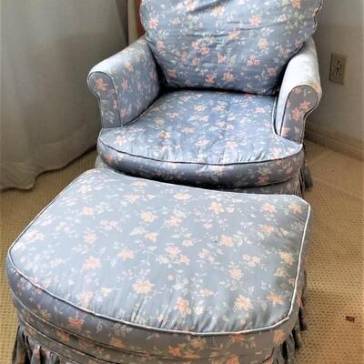 Lot #148  Sweet Armchair and matching ottoman - Laura Ashley look