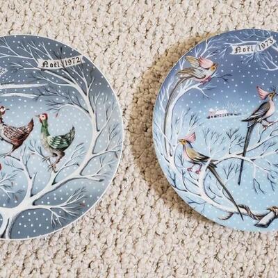 Limoges 12 days of Christmas  plates & 2 artificial plants