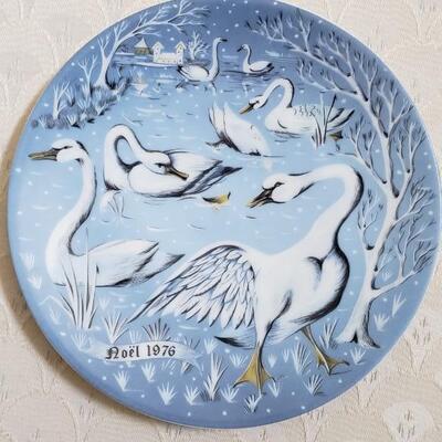 Limoges 12 days of Christmas  plates & 2 artificial plants