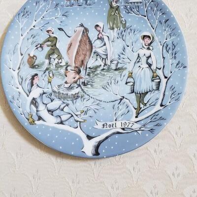 Limoges 12 days of Christmas  plates & 2 artificial plants