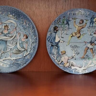 Limoges 12 days of Christmas  plates & 2 artificial plants