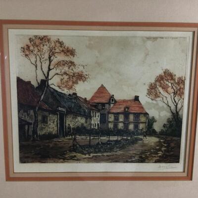 3141 Vintage 1935 Original Colored Etching by Camilla Lucas