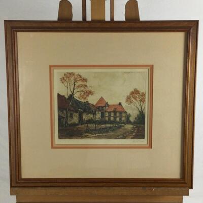 3141 Vintage 1935 Original Colored Etching by Camilla Lucas