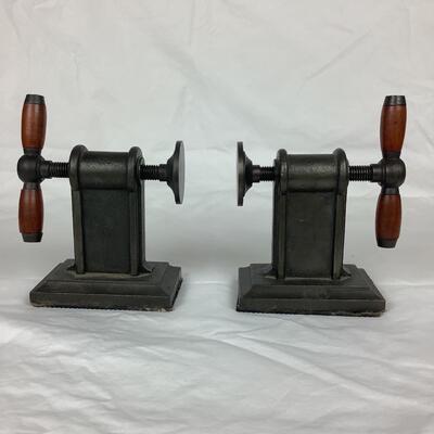 3113 Contemporary Industrial Clamp Bookends/Stieff Pewter Tray