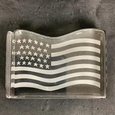3114 Czech Crystal Decanter & Val S' Lambert Belgium Depose U.S. Flag Paperweight